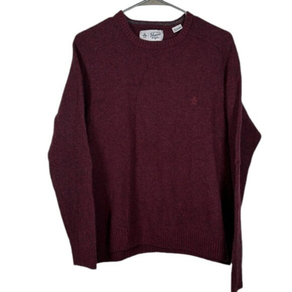 Original Penguin Maroon Crewneck Lambswool Sweater Size XL EUC #DS-1602